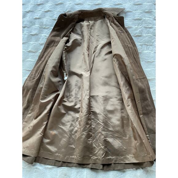 🔥Vintage ILGWU USA Made Brown Suede Leather Distressed Duster Jacket Coat XS-S - Picture 7 of 15